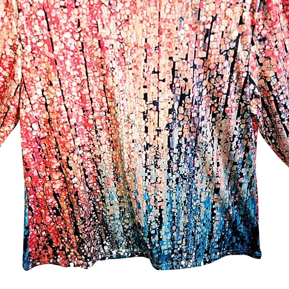Women's Ombre Sequin-Effect Scoop Neck Blouse - Pink to Blue - Picture 3 of 5